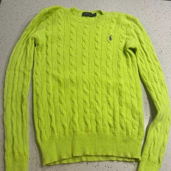 Ralph Lauren Lime Green Cable Knit Sweater - Picture 1 of 2
